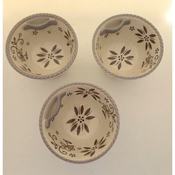 BOWLS-TEMPTATIONS-Rice-Soup-Noodle-Cream Taupe Brown-SET OF 3 - Picture 2 of 12